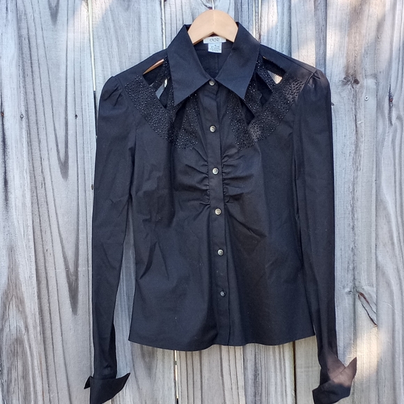 Cache cut out beaded button down shirt - Picture 1 of 5